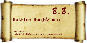 Bethlen Benjámin névjegykártya