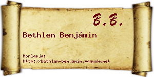 Bethlen Benjámin névjegykártya