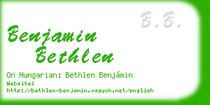 benjamin bethlen business card