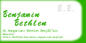 benjamin bethlen business card